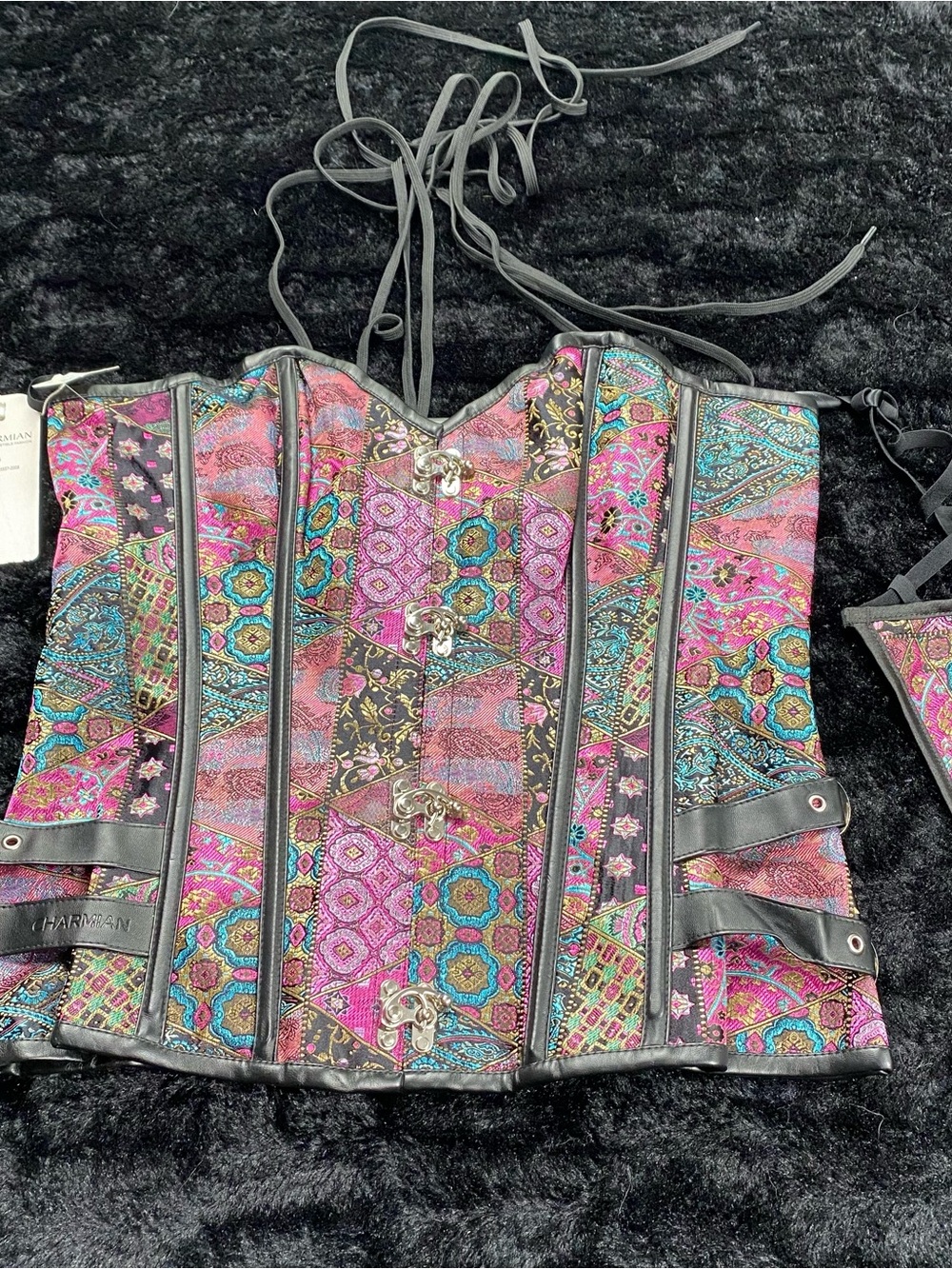 Charmian Women’s 3X Brocade Overbust Corset Bustier Lace Up Multicolor N4829 NWT